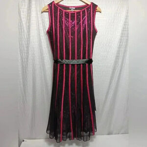 Michelle.O Sleeveless  pink sequence underlay, Aline Dress. Ladies size 10
